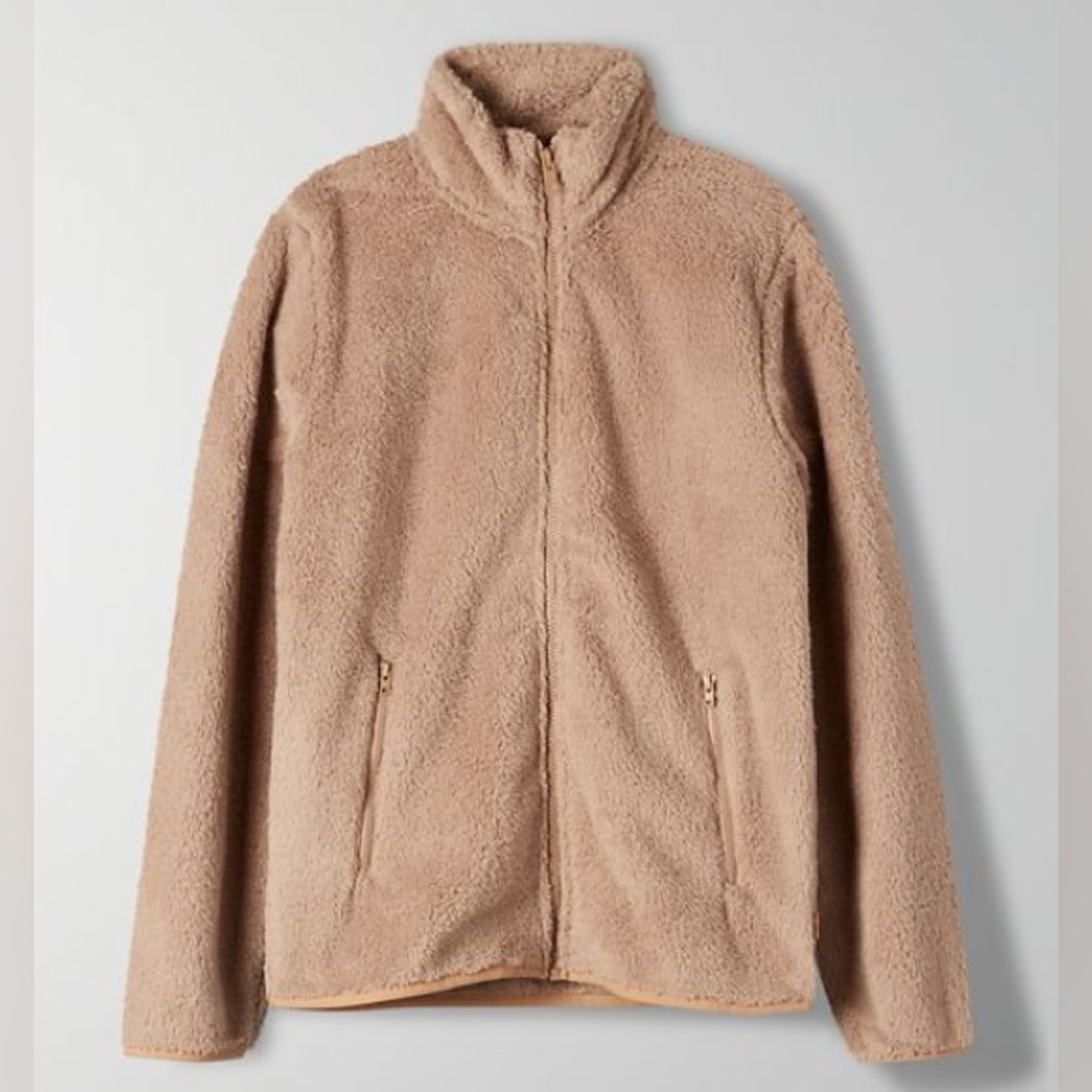 Aritzia TNA Plush Tan Fuzzy Zip-Up Jacket